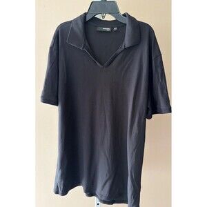 Murano Fitted Polo Shirt Men L Black Short Sleeve No Button Hipster 100% Cotton